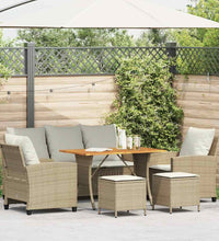 6-tlg. Garten-Sofagarnitur mit Kissen Beige Poly Rattan