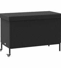 Gartentruhe mit Rollen Schwarz 110x55x73 cm Poly Rattan