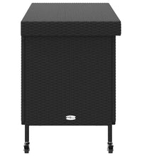 Gartentruhe mit Rollen Schwarz 110x55x73 cm Poly Rattan