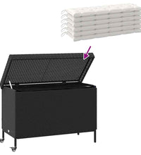 Gartentruhe mit Rollen Schwarz 110x55x73 cm Poly Rattan