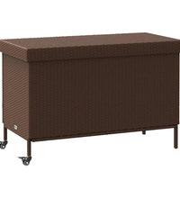 Gartentruhe mit Rollen Braun 110x55x73 cm Poly Rattan