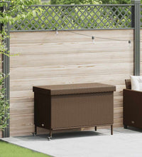 Gartentruhe mit Rollen Braun 110x55x73 cm Poly Rattan