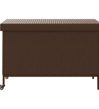 Gartentruhe mit Rollen Braun 110x55x73 cm Poly Rattan