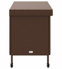 Gartentruhe mit Rollen Braun 110x55x73 cm Poly Rattan