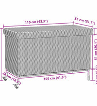 Gartentruhe mit Rollen Beige 110x55x73 cm Poly Rattan