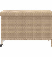 Gartentruhe mit Rollen Beige 110x55x73 cm Poly Rattan