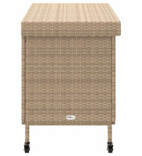 Gartentruhe mit Rollen Beige 110x55x73 cm Poly Rattan