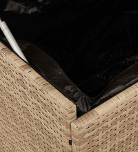 Gartentruhe mit Rollen Beige 110x55x73 cm Poly Rattan