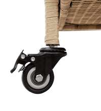 Gartentruhe mit Rollen Beige 110x55x73 cm Poly Rattan