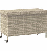 Gartentruhe mit Rollen Hellgrau 110x55x73 cm Poly Rattan