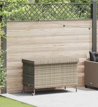 Gartentruhe mit Rollen Hellgrau 110x55x73 cm Poly Rattan
