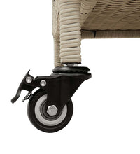 Gartentruhe mit Rollen Hellgrau 110x55x73 cm Poly Rattan