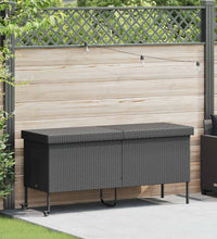 Gartentruhe mit Rollen Schwarz 160x55x75 cm Poly Rattan