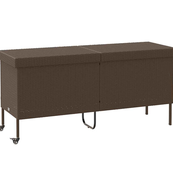 Gartentruhe mit Rollen Braun 160x55x75 cm Poly Rattan