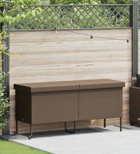 Gartentruhe mit Rollen Braun 160x55x75 cm Poly Rattan