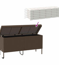 Gartentruhe mit Rollen Braun 160x55x75 cm Poly Rattan