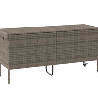 Gartentruhe mit Rollen Grau 160x55x75 cm Poly Rattan