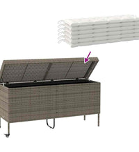 Gartentruhe mit Rollen Grau 160x55x75 cm Poly Rattan