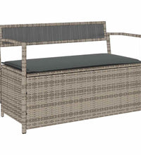 Gartenbank mit Stauraum und Kissen Grau Poly Rattan