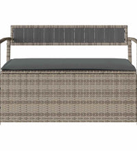 Gartenbank mit Stauraum und Kissen Grau Poly Rattan