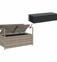 Gartenbank mit Stauraum und Kissen Grau Poly Rattan