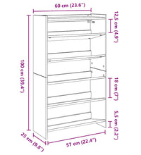 Schuhregal Weiß 60x25x100 cm Holzwerkstoff