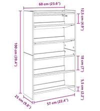 Schuhregal Betongrau 60x25x100 cm Holzwerkstoff