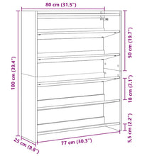 Schuhregal Schwarz 80x25x100 cm Holzwerkstoff