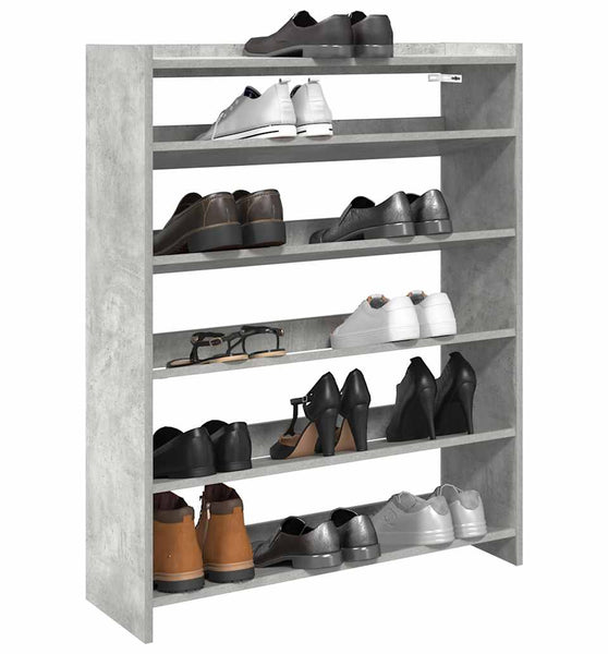 Schuhregal Betongrau 80x25x100 cm Holzwerkstoff