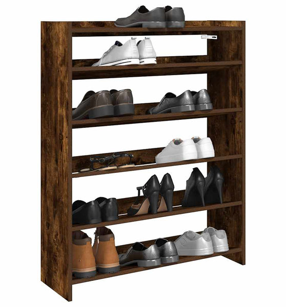 Schuhregal Räuchereiche 80x25x100 cm Holzwerkstoff