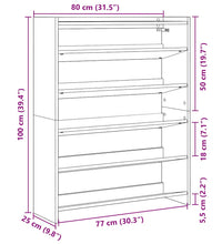 Schuhregal Artisan-Eiche 80x25x100 cm Holzwerkstoff
