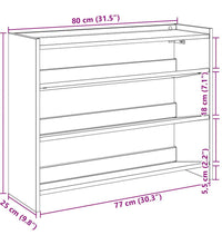 Schuhregal Betongrau 80x25x61,5 cm Holzwerkstoff