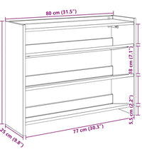 Schuhregal Braun Eichen-Optik 80x25x61,5 cm Holzwerkstoff