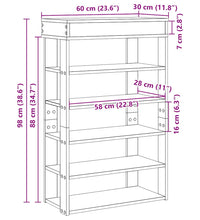 Schuhregal Braun Eichen-Optik 60x30x98 cm Holzwerkstoff