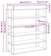 Schuhregal Artisan-Eiche 80x30x98 cm Holzwerkstoff