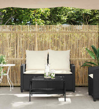 Gartensofa 2-Sitzer mit Kissen & Tisch Schwarz Poly Rattan