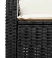 Gartensofa 2-Sitzer mit Kissen & Tisch Schwarz Poly Rattan