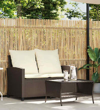 Gartensofa 2-Sitzer mit Kissen & Tisch Braun Poly Rattan