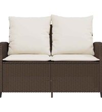 Gartensofa 2-Sitzer mit Kissen & Tisch Braun Poly Rattan