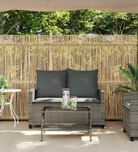 Gartensofa 2-Sitzer mit Kissen & Tisch Grau Poly Rattan