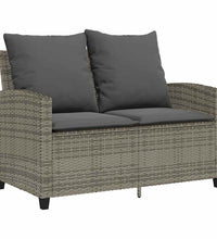 Gartensofa 2-Sitzer mit Kissen & Tisch Grau Poly Rattan