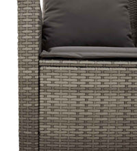 Gartensofa 2-Sitzer mit Kissen & Tisch Grau Poly Rattan