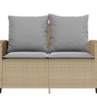 Gartensofa 2-Sitzer mit Kissen & Tisch Beige Poly Rattan