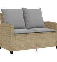 Gartensofa 2-Sitzer mit Kissen & Tisch Beige Poly Rattan