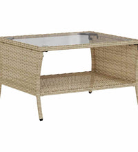 Gartensofa 2-Sitzer mit Kissen & Tisch Beige Poly Rattan