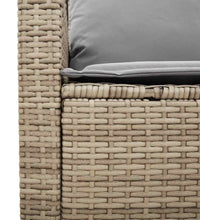 Gartensofa 2-Sitzer mit Kissen & Tisch Beige Poly Rattan