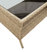 Gartensofa 2-Sitzer mit Kissen & Tisch Beige Poly Rattan