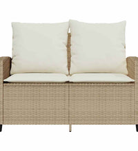 Gartensofa 2-Sitzer mit Kissen & Tisch Beige Poly Rattan