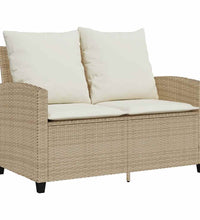 Gartensofa 2-Sitzer mit Kissen & Tisch Beige Poly Rattan