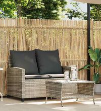 Gartensofa 2-Sitzer mit Kissen & Tisch Hellgrau Poly Rattan